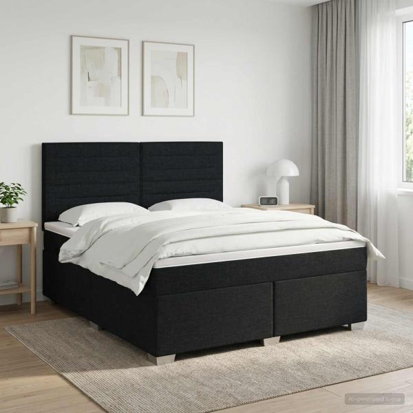 ARDEBO.de - Boxspringbett mit Matratze Schwarz 180 x 200 cm Stoff