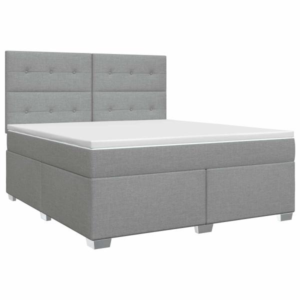 Boxspringbett mit Matratze Hellgrau 180 x 200 cm Stoff
