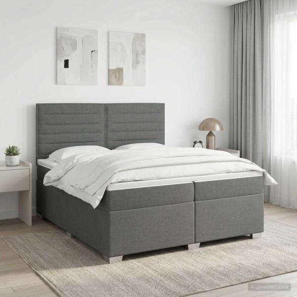 ARDEBO.de - Boxspringbett mit Matratze Dunkelgrau 200 x 200 cm Stoff