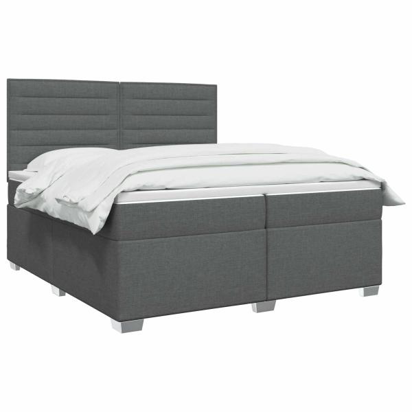 Boxspringbett mit Matratze Dunkelgrau 200 x 200 cm Stoff