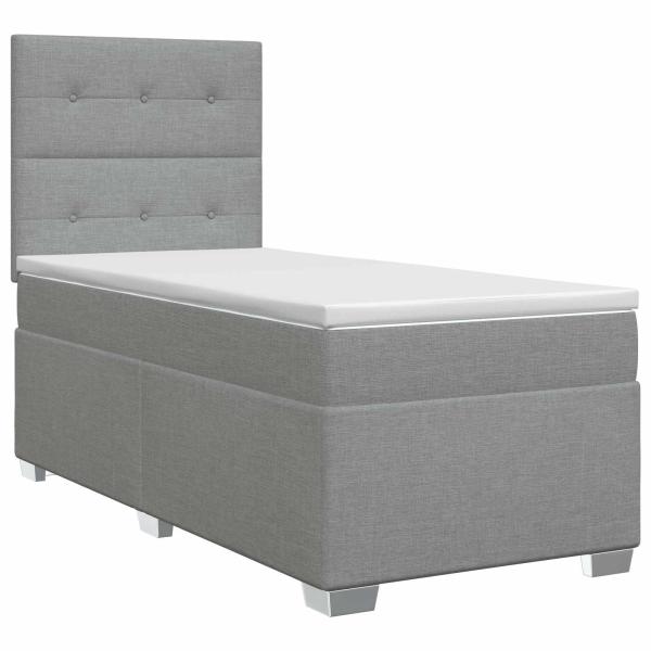 Boxspringbett mit Matratze mit Kopfteil Hellgrau Einzeln Stoff