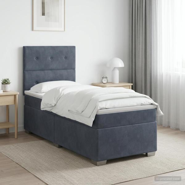 ARDEBO.de - Boxspringbett mit Matratze Dunkelgrau 80 x 200 cm Samt