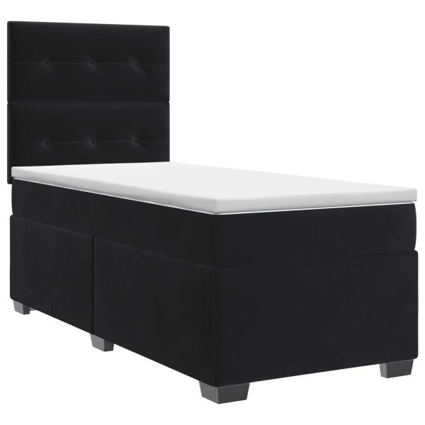Boxspringbett mit Matratze Schwarz 90 x 190 cm Samt