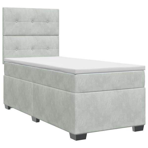 Boxspringbett mit Matratze Hellgrau 90 x 200 cm Samt