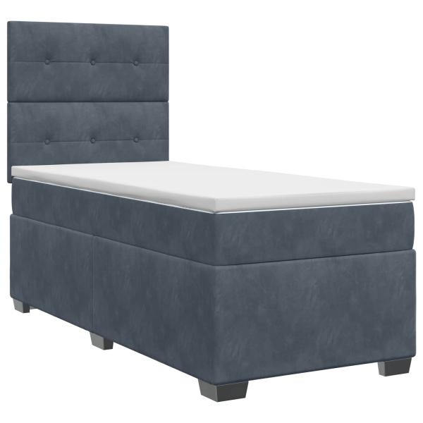Boxspringbett mit Matratze Dunkelgrau 90 x 200 cm Samt