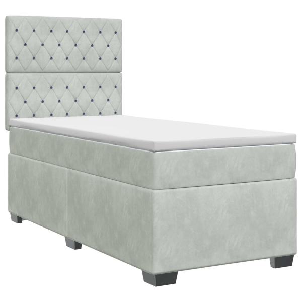Boxspringbett mit Matratze Hellgrau 100 x 200 cm Samt