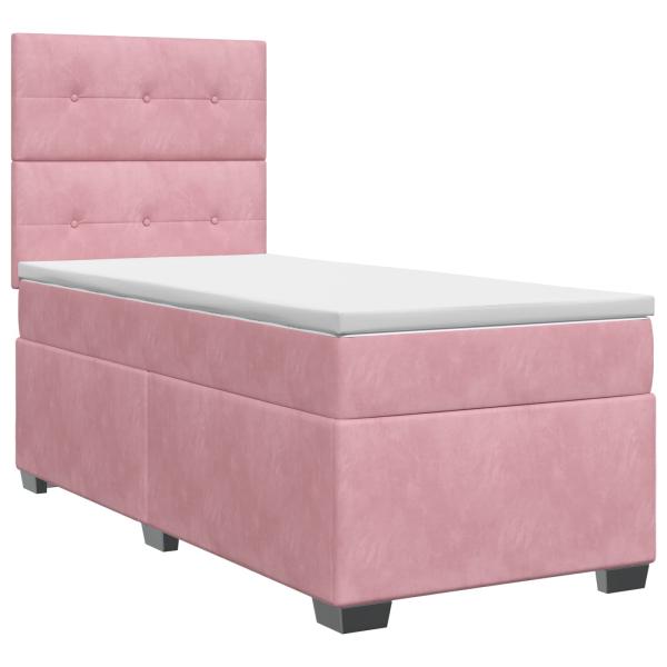 Boxspringbett mit Matratze mit Kopfteil Rosa 100 x 200 cm Samt