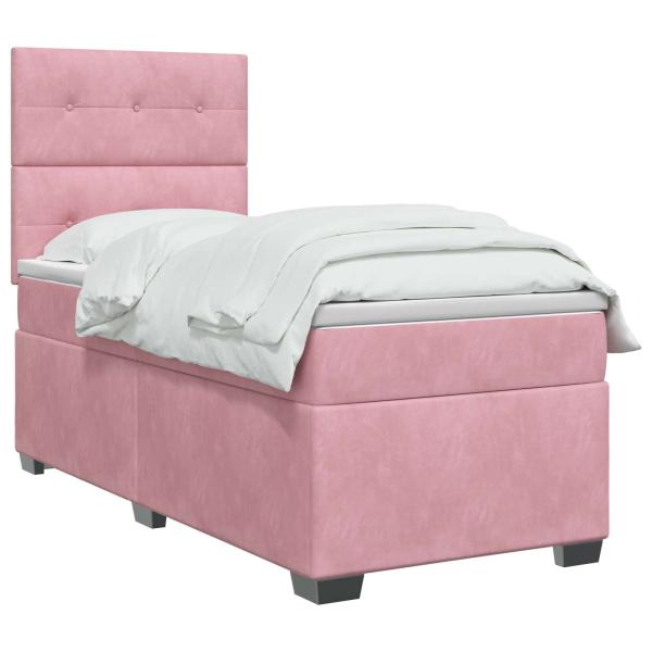 Boxspringbett mit Matratze mit Kopfteil Rosa 100 x 200 cm Samt
