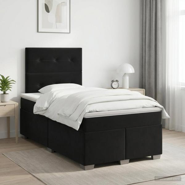 ARDEBO.de - Boxspringbett mit Matratze Schwarz 120 x 190 cm Samt