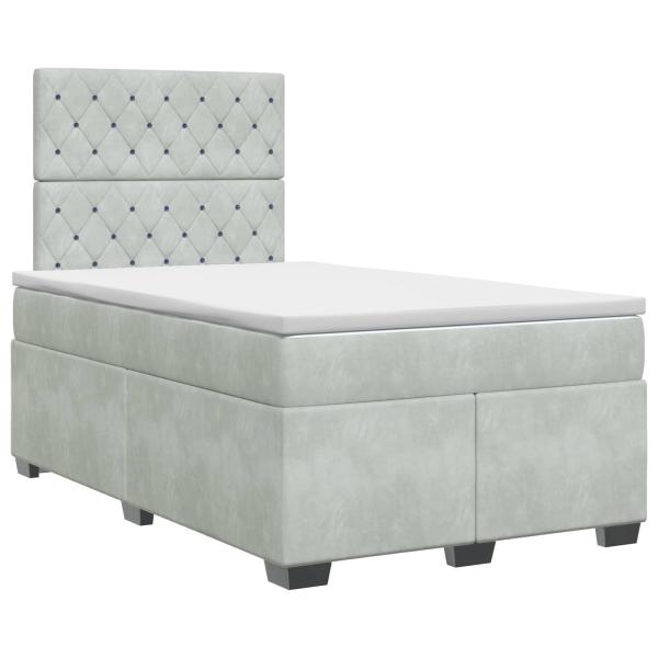 Boxspringbett mit Matratze Hellgrau 120 x 200 cm Samt