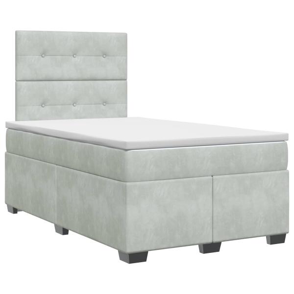 Boxspringbett mit Matratze Hellgrau 120 x 200 cm Samt