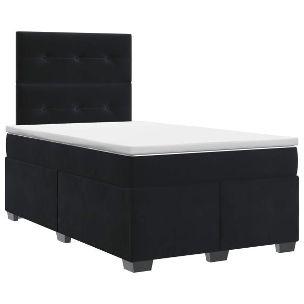 Boxspringbett mit Matratze Schwarz 120 x 200 cm Samt