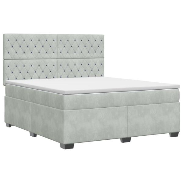 Boxspringbett mit Matratze Hellgrau 140 x 200 cm Samt