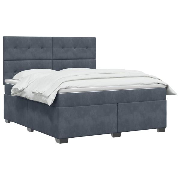 Boxspringbett mit Matratze Dunkelgrau 180 x 200 cm Samt