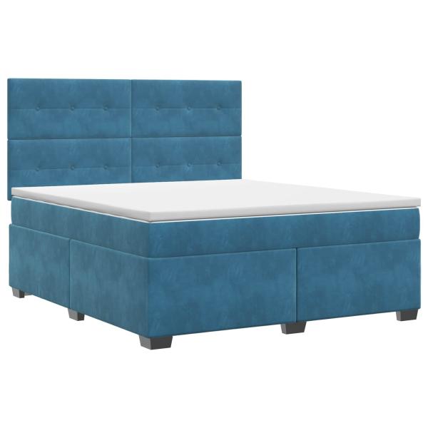 Boxspringbett mit Matratze mit Kopfteil Blau 180 x 200 cm Samt