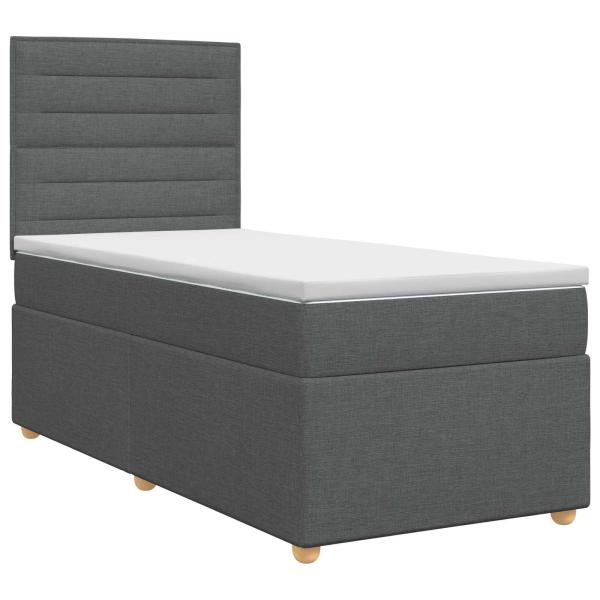 Boxspringbett mit Matratze Dunkelgrau 80 x 200 cm Stoff
