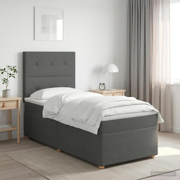 ARDEBO.de - Boxspringbett mit Matratze Dunkelgrau 80 x 200 cm Stoff
