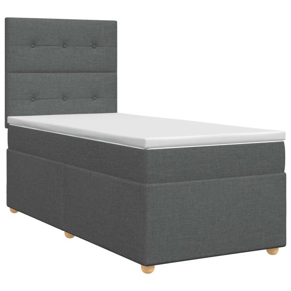 Boxspringbett mit Matratze Dunkelgrau 80 x 200 cm Stoff