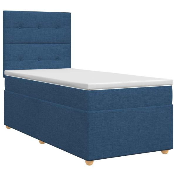 Boxspringbett mit Matratze mit Kopfteil Blau 80 x 200 cm Stoff