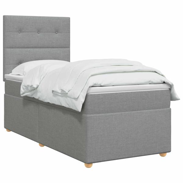 Boxspringbett mit Matratze Hellgrau 90 x 190 cm Stoff