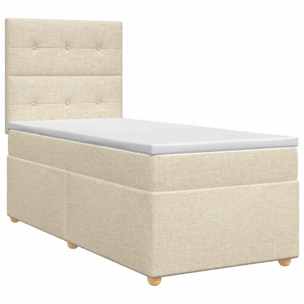Boxspringbett mit Matratze mit Kopfteil Creme 90 x 190 cm Stoff