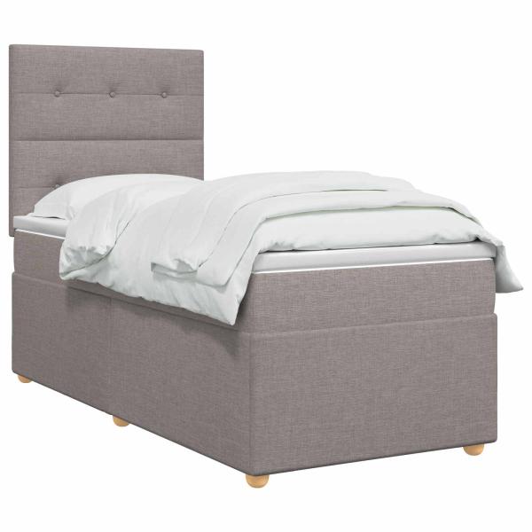 Boxspringbett mit Matratze mit Kopfteil Taupe 90 x 200 cm Stoff