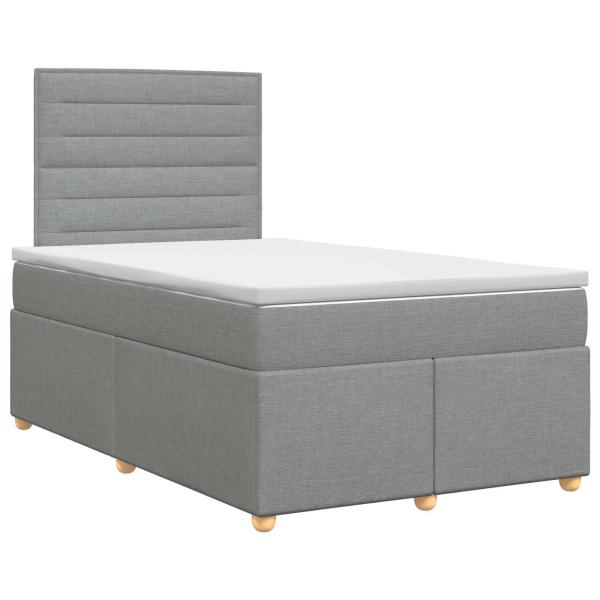 Boxspringbett mit Matratze Hellgrau 120 x 190 cm Stoff