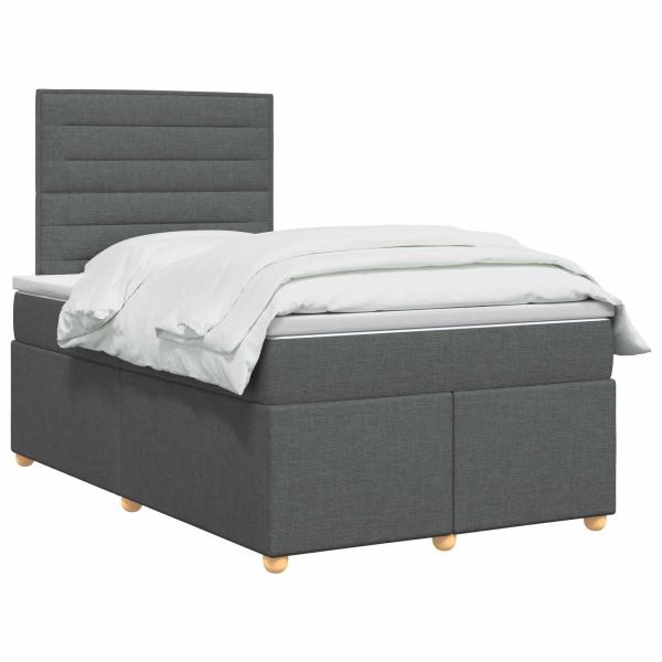 Boxspringbett mit Matratze Dunkelgrau 120 x 190 cm Stoff