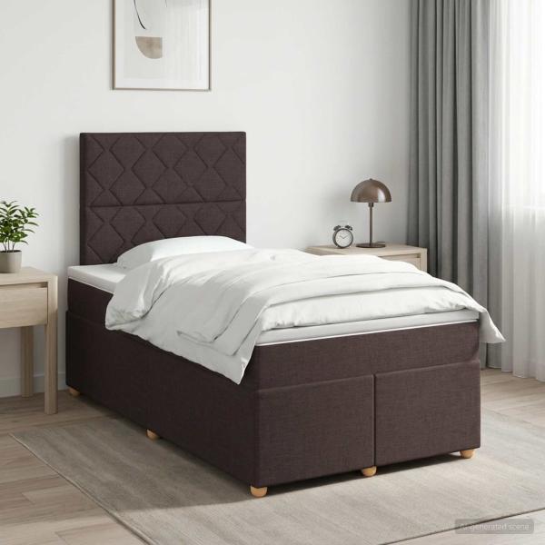 ARDEBO.de - Boxspringbett mit Matratze Dunkelbraun 120 x 190 cm Stoff