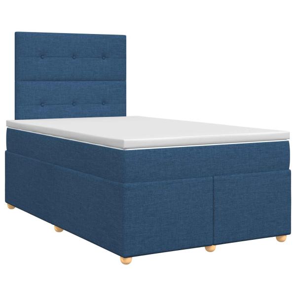 Boxspringbett mit Matratze mit Kopfteil Blau 120 x 200 cm Stoff