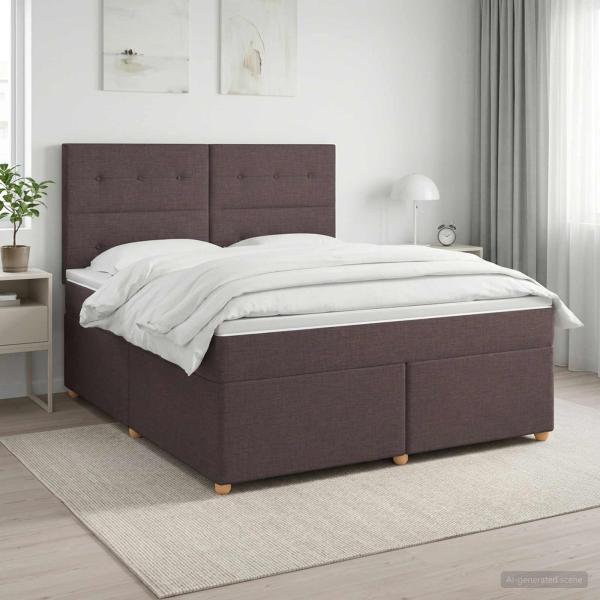 ARDEBO.de - Boxspringbett mit Matratze Dunkelbraun 140 x 190 cm Stoff