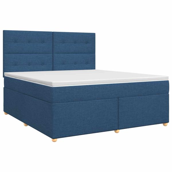Boxspringbett mit Matratze mit Kopfteil Blau 140 x 190 cm Stoff