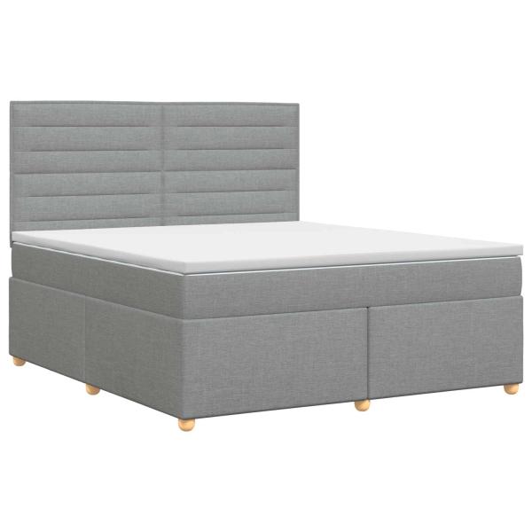 Boxspringbett mit Matratze Hellgrau 140 x 200 cm Stoff