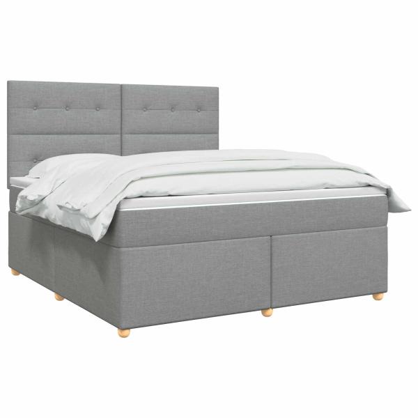 Boxspringbett mit Matratze Hellgrau 140 x 200 cm Stoff