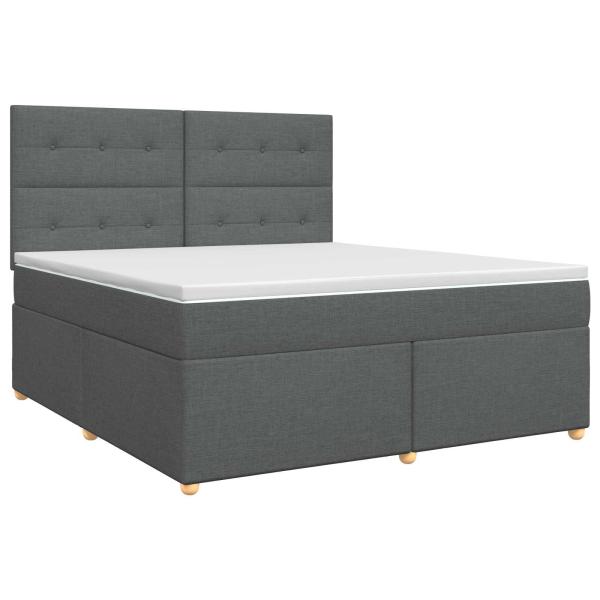 Boxspringbett mit Matratze Dunkelgrau 140 x 200 cm Stoff