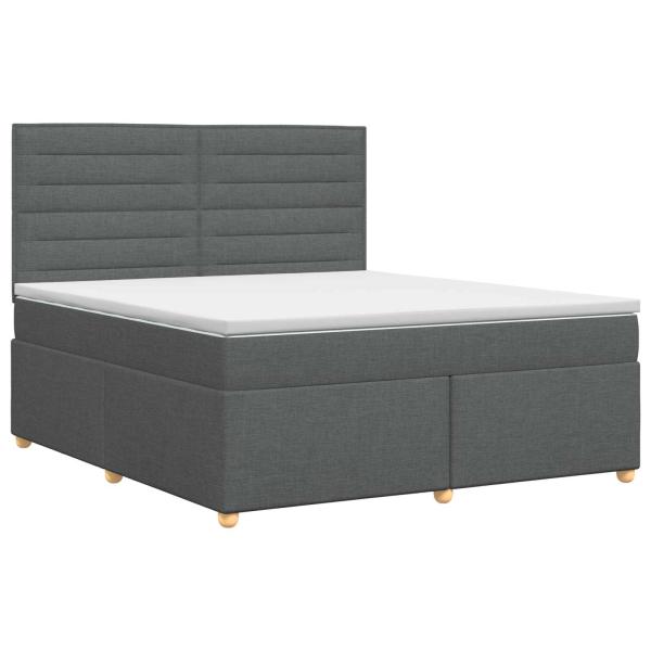 Boxspringbett mit Matratze Dunkelgrau 160 x 200 cm Stoff