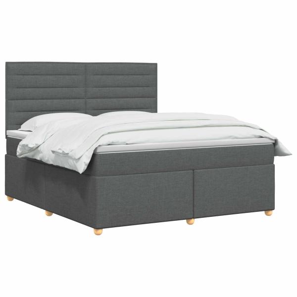 Boxspringbett mit Matratze Dunkelgrau 160 x 200 cm Stoff