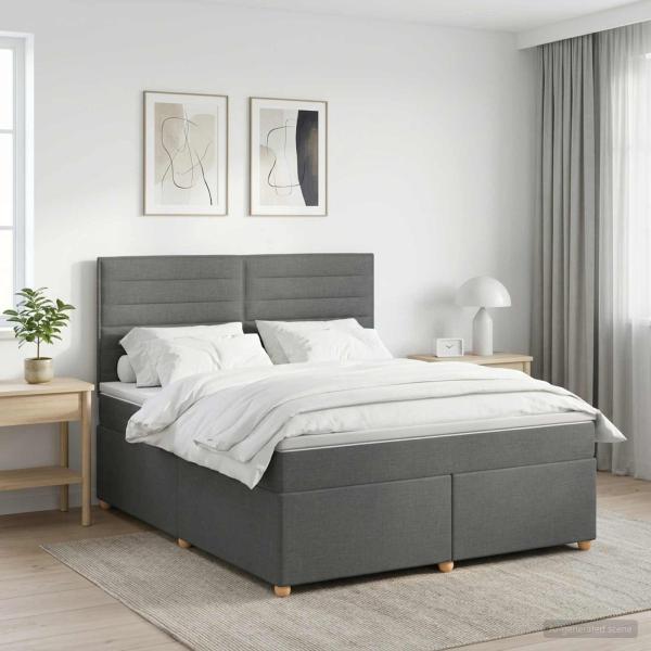 Boxspringbett mit Matratze Dunkelgrau 160 x 200 cm Stoff
