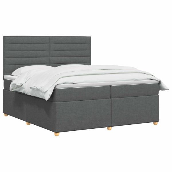 Boxspringbett mit Matratze Dunkelgrau 200 x 200 cm Stoff