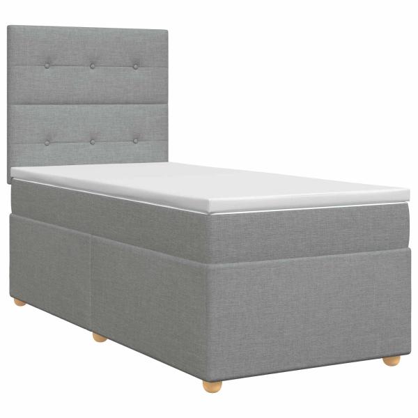 Boxspringbett mit Matratze mit Kopfteil Hellgrau Einzeln Stoff