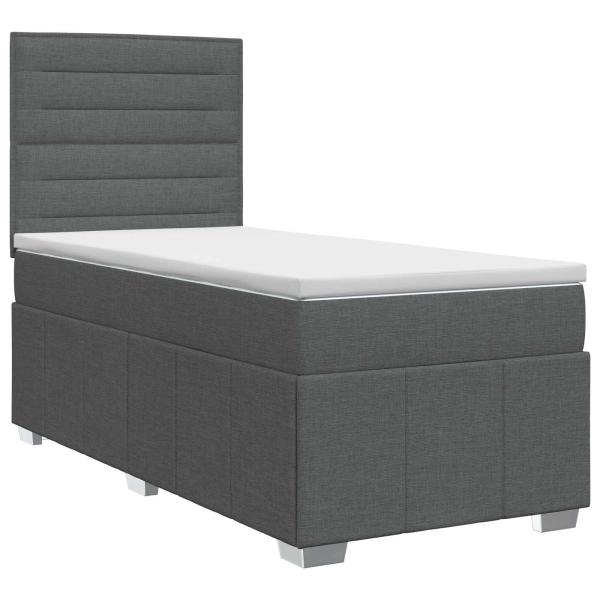 Boxspringbett mit Matratze Dunkelgrau 80 x 200 cm Stoff