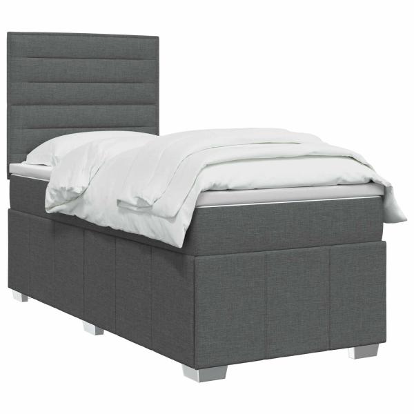 Boxspringbett mit Matratze Dunkelgrau 80 x 200 cm Stoff