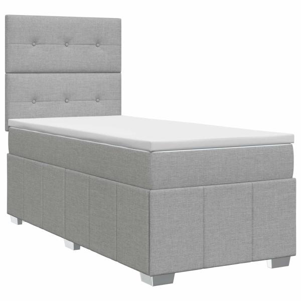 Boxspringbett mit Matratze Hellgrau 80 x 200 cm Stoff