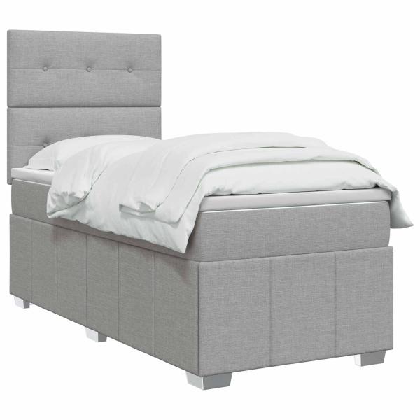 Boxspringbett mit Matratze Hellgrau 80 x 200 cm Stoff