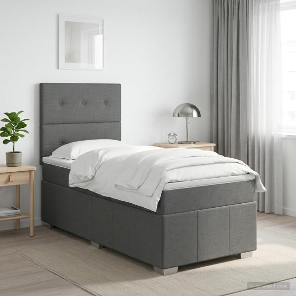 ARDEBO.de - Boxspringbett mit Matratze Dunkelgrau 80 x 200 cm Stoff