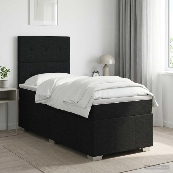 ARDEBO.de - Boxspringbett mit Matratze Schwarz 90 x 190 cm Stoff