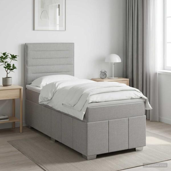 ARDEBO.de - Boxspringbett mit Matratze Hellgrau 100 x 200 cm Stoff