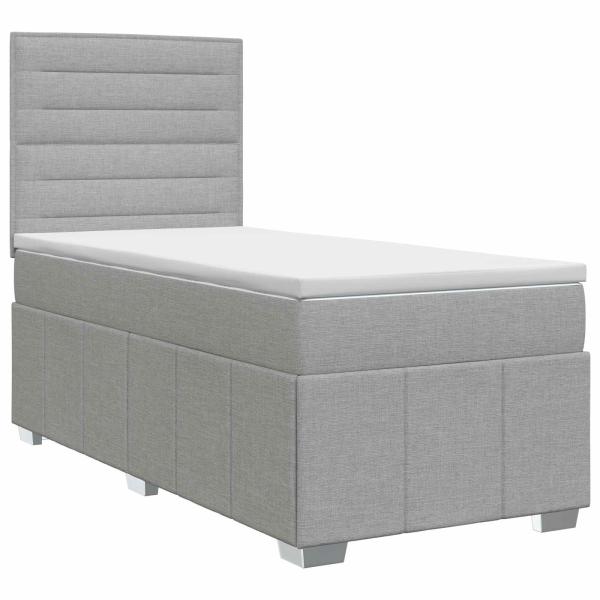 Boxspringbett mit Matratze Hellgrau 100 x 200 cm Stoff