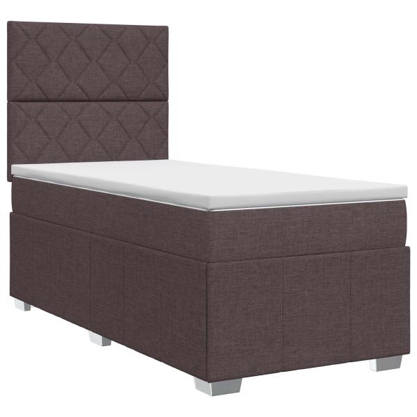 Boxspringbett mit Matratze Dunkelbraun 100 x 200 cm Stoff