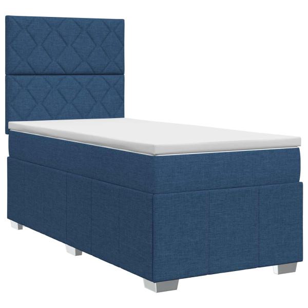 Boxspringbett mit Matratze mit Kopfteil Blau 100 x 200 cm Stoff